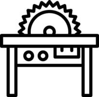 A black and white illustration of a table with a saw vector