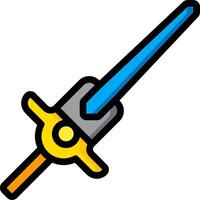 A cartoon sword with a blue handle and a yellow blade vector