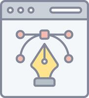 A pen and a pencil are connected to a computer screen vector