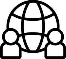 People around a globe icon vector