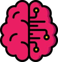 A pink brain with a circuit board on it vector
