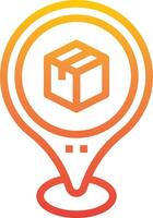 A red and orange icon with a box on it vector