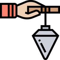 A hand holding a small object with a hook vector