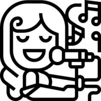 A woman singing with a microphone and musical notes vector