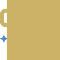 A gold mug with a blue star on it vector