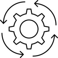 A black and white image of a gearwheel with arrows vector