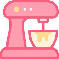 A pink mixer with a bowl of batter vector