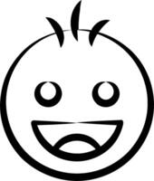 A smiling face with a black outline vector
