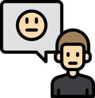A man with a speech bubble and a smiley face vector