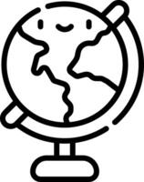 A black and white drawing of a globe with a smiley face vector