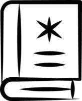 A black and white image of a book with a star vector