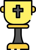 A golden cup with a cross on top vector