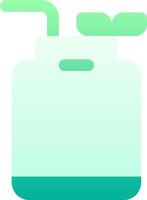 A green and blue jar with a plant in it vector