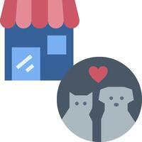 A dog and cat are looking at a store vector