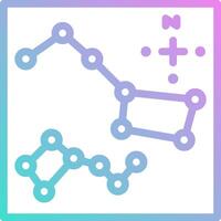 A star constellation icon with a line and a dot vector