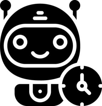 A robot with a clock and a smiley face vector