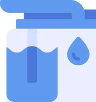 A blue container with water and a drop vector