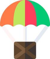 A colorful parachute with a box underneath vector