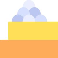 A cake with a large number of eggs on top vector