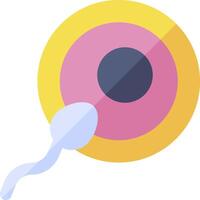 A pink and yellow circle with a black dot in the center vector