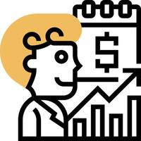 A man with a business graph and a dollar sign vector