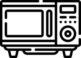 Microwave icon, line art, black and white vector