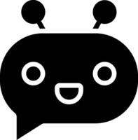 A black and white image of a chat bubble with a face vector
