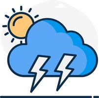 A cloud with lightning and sun icon vector