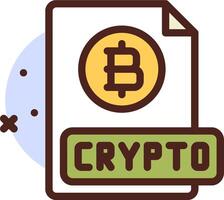 Crypto file icon with bitcoin vector