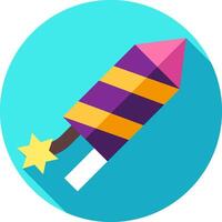A flat icon of a rocket with a star on it vector