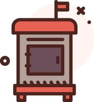 A vending machine icon with a red and white background vector