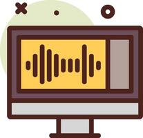 A computer monitor with sound waves on it vector