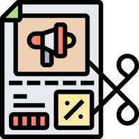 A paper document with scissors and a magnifying glass vector