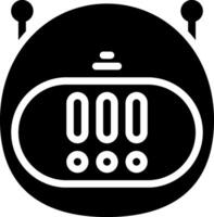 A black and white icon of a clock vector