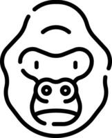 A gorilla head with a black outline vector