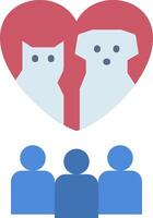A dog and cat are in front of a heart with people vector