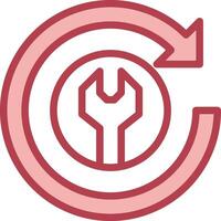 A red and white icon with a wrench in the middle vector