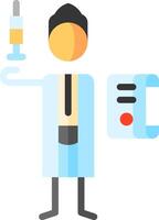 A man in a lab coat holding a syringe vector