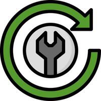 A green and white circular logo with a wrench in it vector