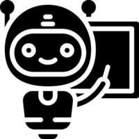 A robot holding a tablet with a black background vector