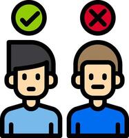 Two men with different check marks on their faces vector