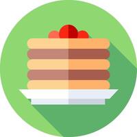 Flat icon of a stack of pancakes with cherries vector