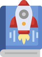 A rocket is flying over a book vector