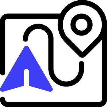 A map with a pin and arrow pointing to it vector