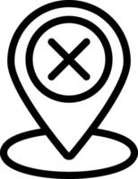 A black and white pin with an x on it vector