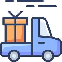 Delivery truck icon with a box on the back vector