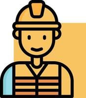 A construction worker icon with a yellow background vector