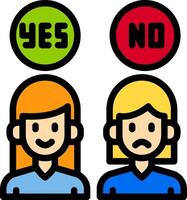 Two people with the words yes and no on them vector