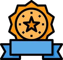 A star badge with a ribbon and a star vector