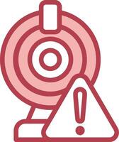 A red and white icon with a camera and a caution sign vector